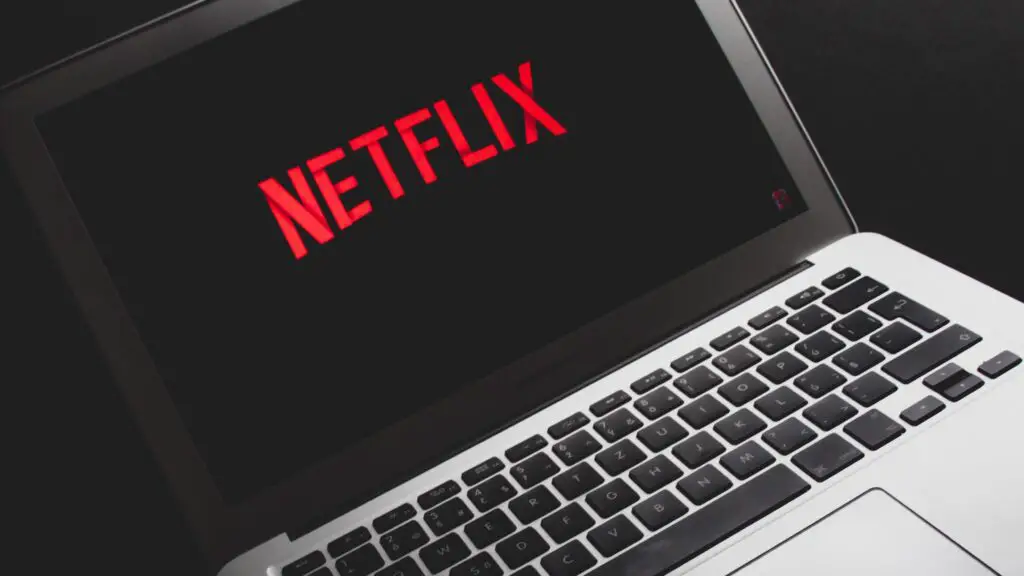 Netflix logo displayed on a laptop screen.